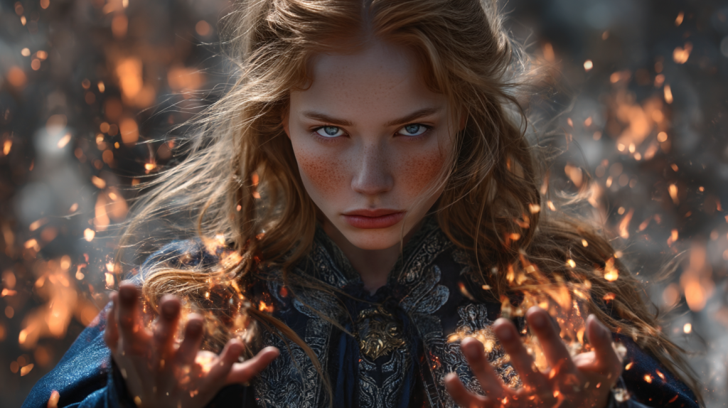 Rosie Ilverum - Silvercrest Champions' Guild Fire Mage Portrait with Magical Flame Abilities