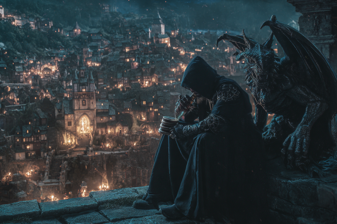 callahan1989 a black robed assassin sitting next to a gargoyle 3cd320b7 ca83 4f27 8838 0380e16693b2